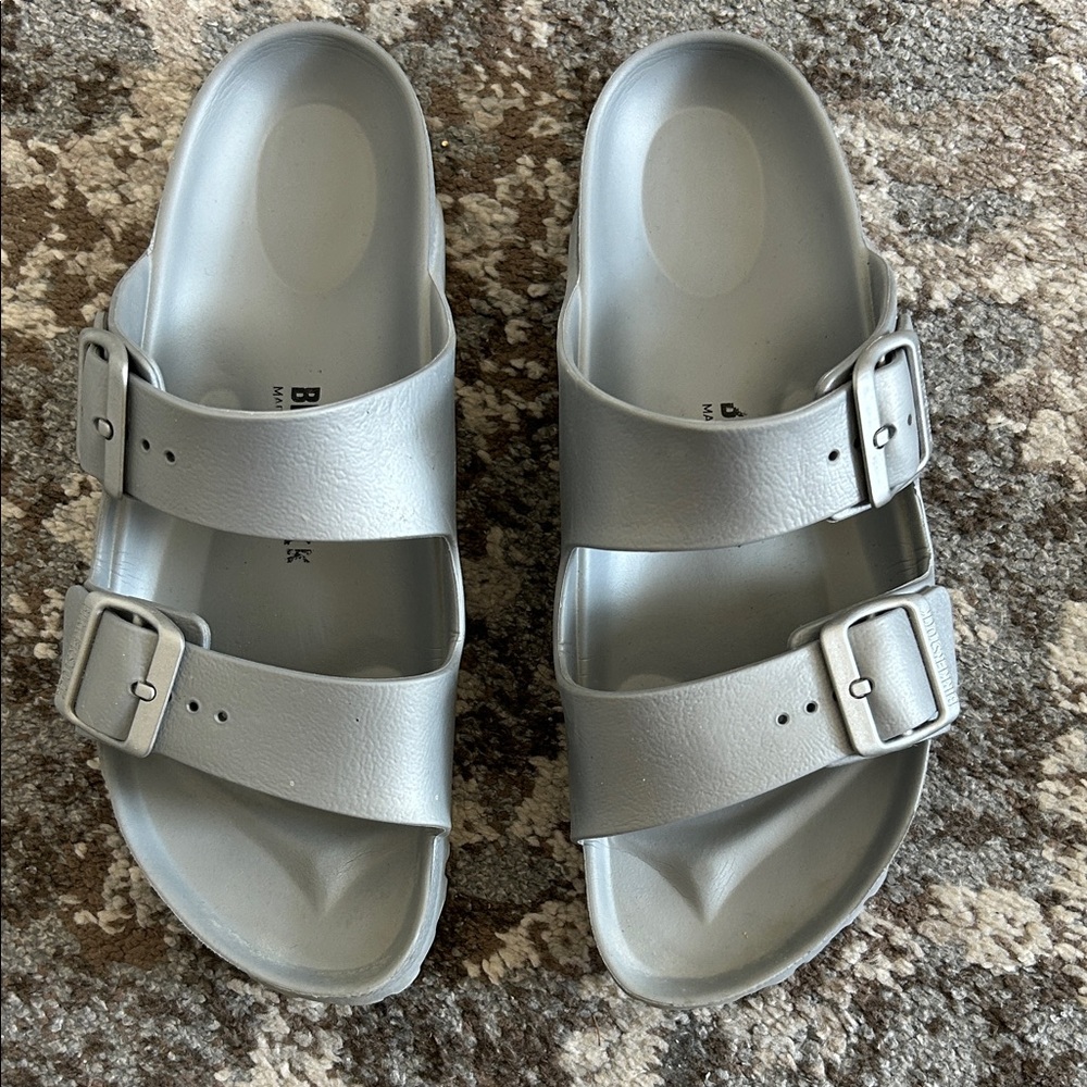 Birkenstock Silver Arizona Essentials Eva Slide Sandals